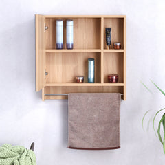 Wall Mounted Bathroom Mirror Cabinet with Shelves & Towel Rack