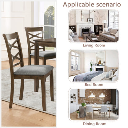 Dining Chairs Only, Wooden Dining Chairs Set of 4, Kitchen Chair with Padded Seat, Upholstered Side Chair for Dining Room, Living Room, Walnut image 6