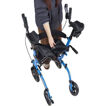 Rollator Walker with Seat for Seniors, Foldable Rolling Walker, Lightweight Aluminum Mobility Walking Aid with PU Solid Wheels, Adjustable Handle, Storage Bag, Cup/Cane Holder - Supports 300LBS image 12