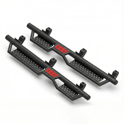 Running Boards with Two Stairs Design All-Steel Build, Bolt-on Side Steps Compatible with 2018-2026 Jeep Wrangler JL 4 Doors, Black Powder Coated Nerf Bar, Hexagonal Pipe Design. image 1