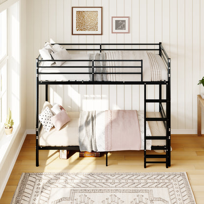 Bunk Bed Twin Over Twin for Kids/Teens/Adults Duty 2 Decker Bed with Flat Ladder, Metal Space Saver Bed with Stairs, Black image 8