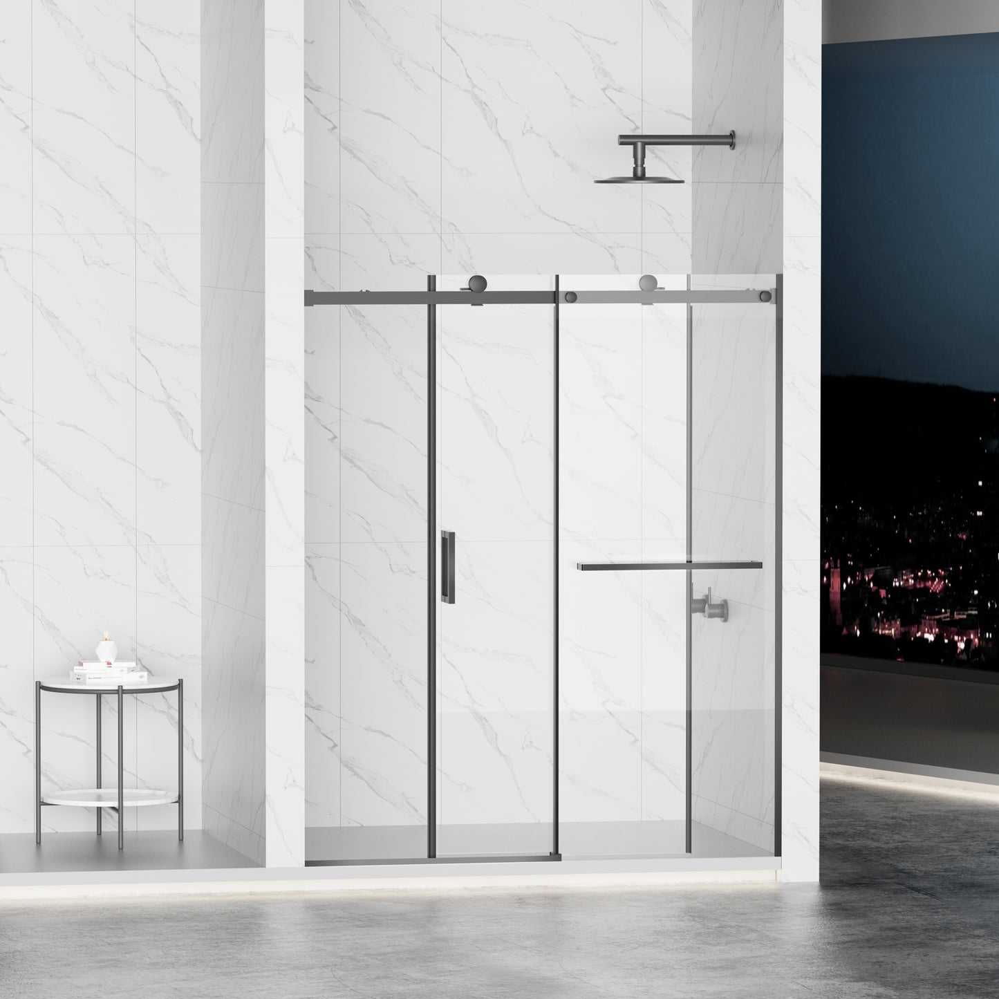 56-60" W × 72" H Frameless Sliding Shower Door,Waterproof Glass Shower Door with Upper Soft Closing System, 5/16" (8mm) Tempered Glass,Double Side Easy Clean Coat,Matte Black image 4