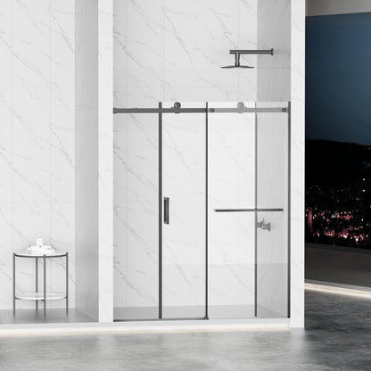56-60" W × 72" H Frameless Sliding Shower Door,Waterproof Glass Shower Door with Upper Soft Closing System, 5/16" (8mm) Tempered Glass,Double Side Easy Clean Coat,Matte Black image 4