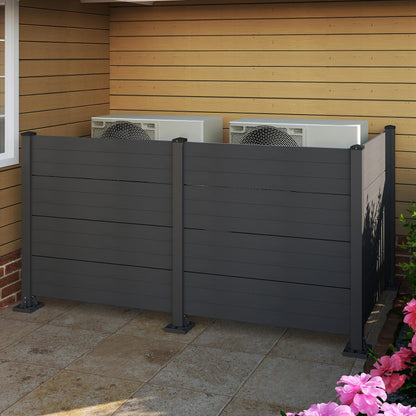 50" W x 49" H Outdoor Privacy Screen, Air Conditioner Fence, All-Weather Vinyl Privacy Fence Screens with Aluminum Posts, 3 Panels, Dark Grey image 3