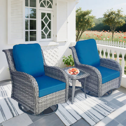 Wicker Patio Furniture Set - 3 Piece Rattan Outdoor Sectional Conversation Sets 2 Piece Wicker Hang gliding Chairs and 1 Side Table image 1