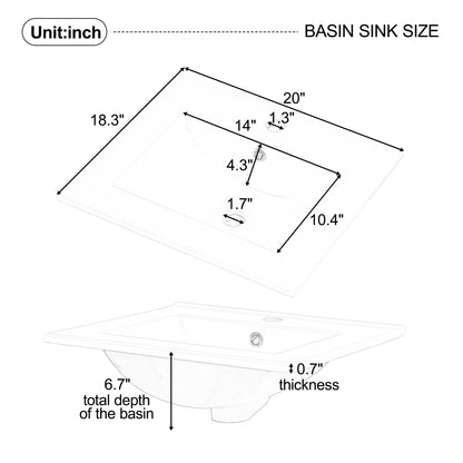 [Video] 20" Bathroom Vanity with Sink, Vanity Cabinet with Door Shelf and Adjustable Shelf, Blue image 6
