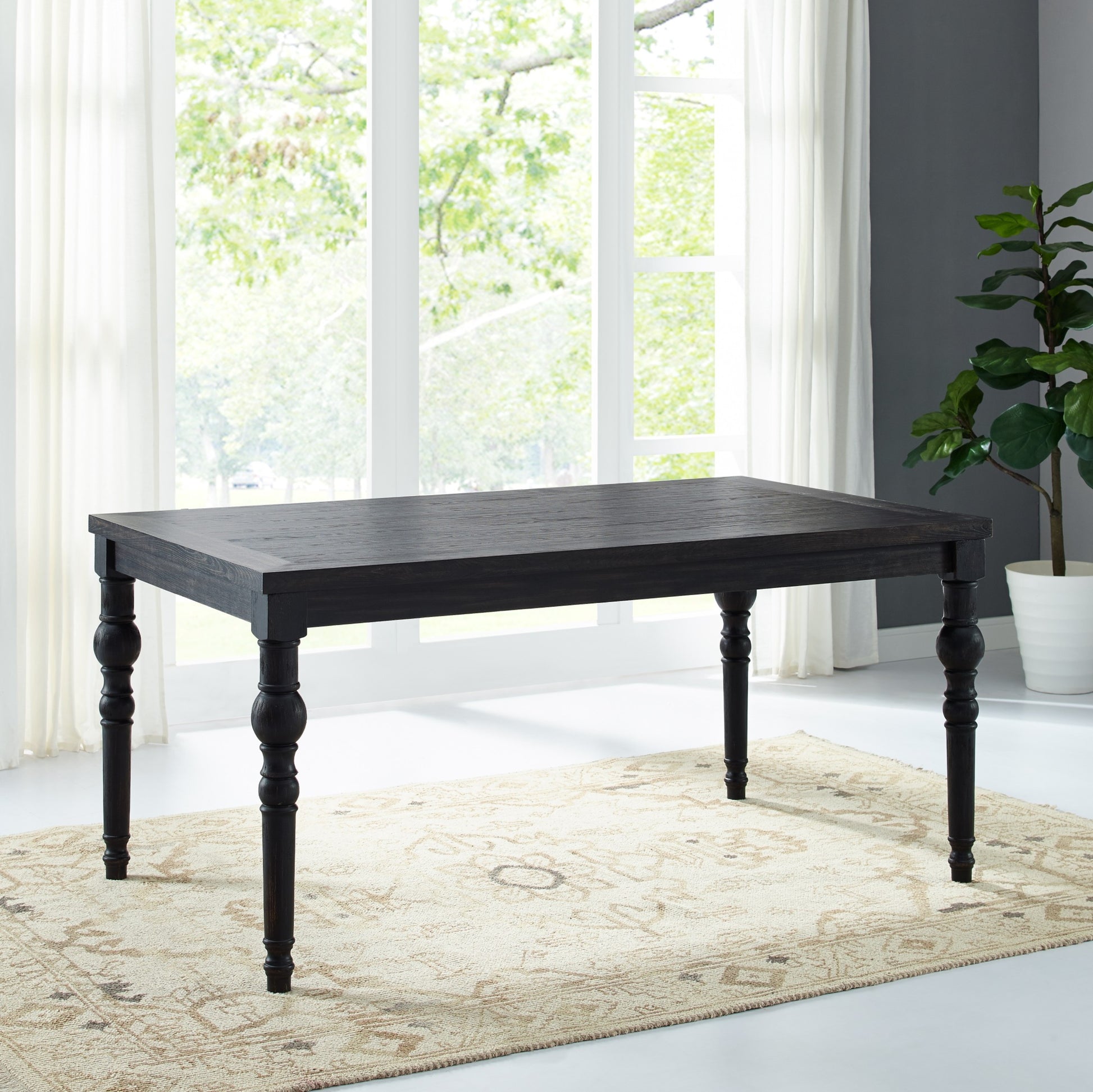 Leviton Urban Style Dark Wash Wood Dining Set: Table, 4 Chairs and Bench image 2