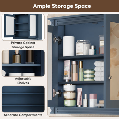 36'' x 28'' Medicine Cabinet, Wall Mounted Bathroom Storage Cabinet, Modern Bathroom Wall Cabinet with 2 Mirrors, Medicine Cabinet, Mirror Cabinet with 2 Adjustable Shelves image 6