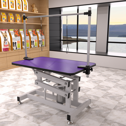 42.5INCH HYDRAULIC PET GROOMING TABLE WITH "H" ARM PURPLE image 1