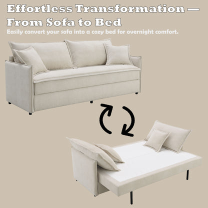 Elisea Beige Chenille Sofa w/Sleeper (Full) image 4