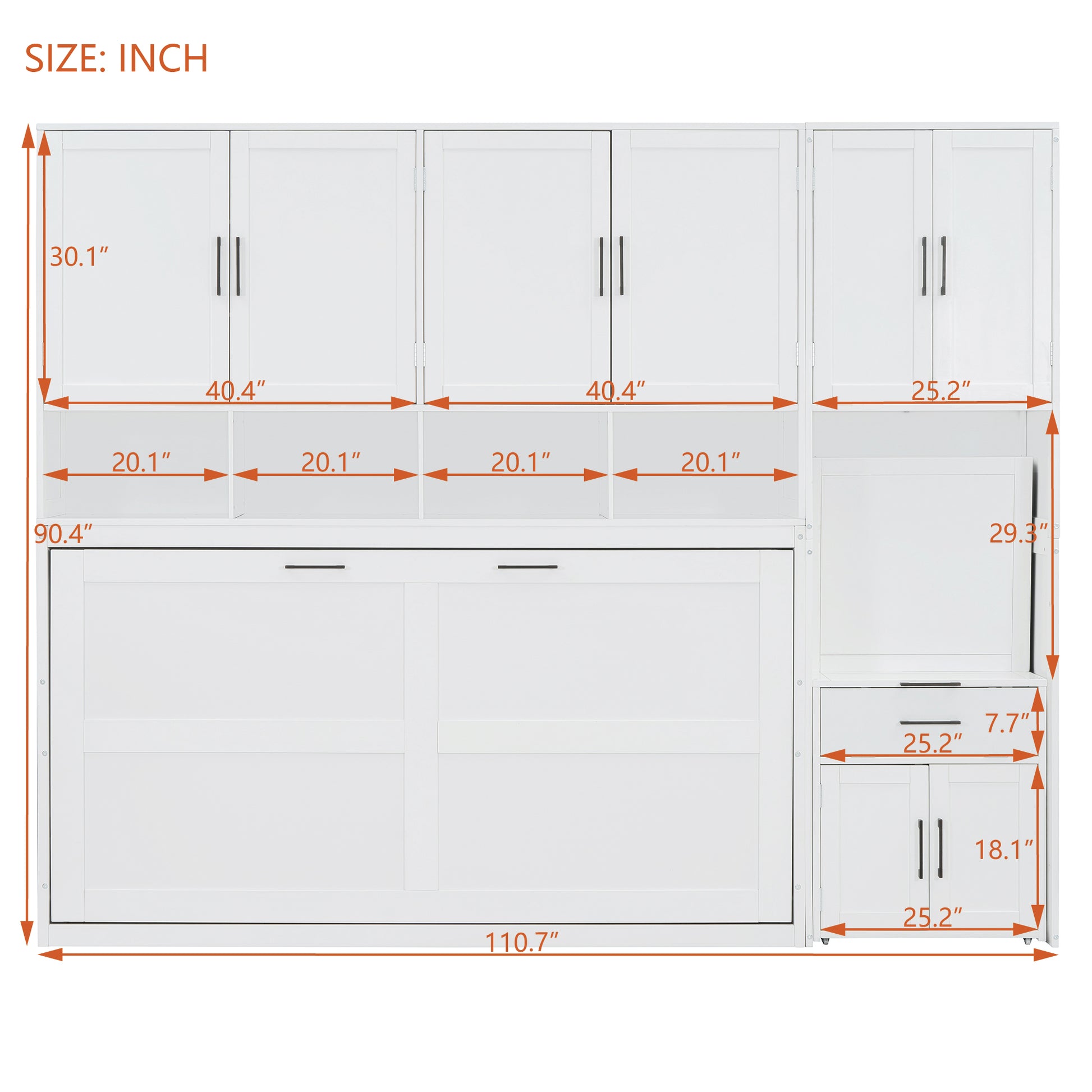 Twin Size Murphy Bed Wall Bed with Closet, Drawers & Desk-White(OLD SKU:LP000595AAK-2) image 4
