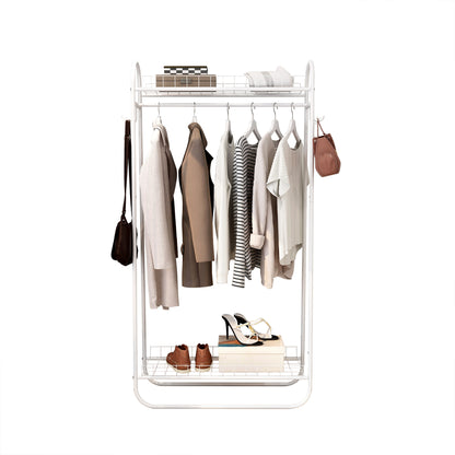 Garment Rack Freestanding Heavy Duty Clothing Rack, Metal Rolling Clothes Rack with Double Shelves, Portable Wardrobe Rack for Hanging Clothes image 11