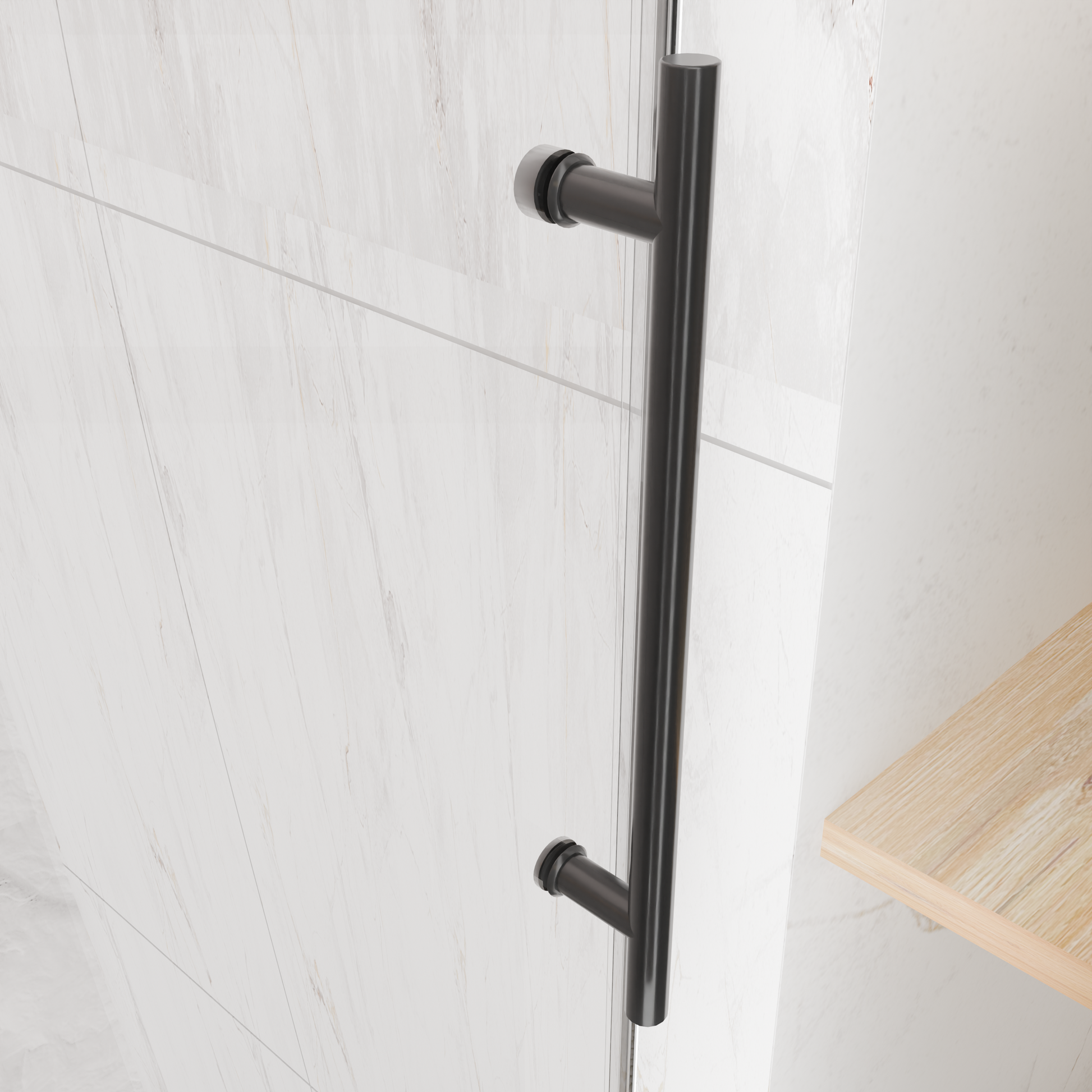 56-60"W x 76"H Frameless Shower Door, Sliding Shower Door, with Premium 5/16"(8mm)Thick Tempered Glass Shower Enclosure,Chrome Matte Black With Buffer, kd image 3