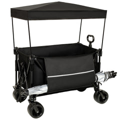 480Lbs Collapsible Wagon with Canopy,Wagon Stroller with 7" All-Terrain Wheels, Lightweight Foldable Wagon, Large Capacity for Camping, Shopping, Sports, and Garden Use,purple with mosquito net