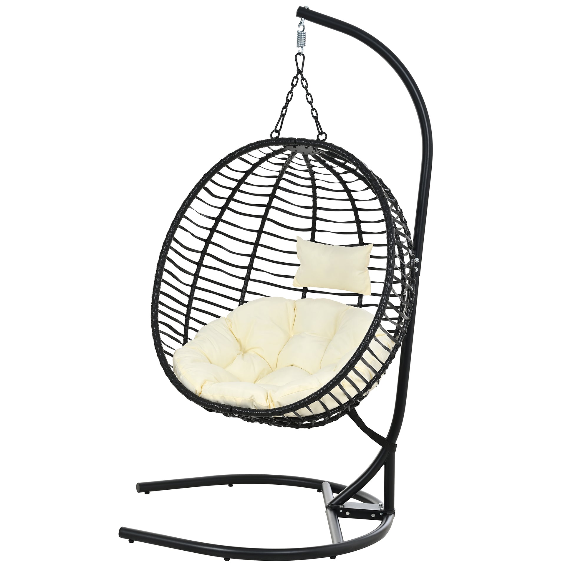 U_Style Single Person Folding Egg Chair with Stand, Hanging Egg Chair Indoor Outdoor, Wicker Hammock Swing Chair with Adjustable Anti-Slip Feet,Suitable for Balcony, Bedroom,Garden image 12