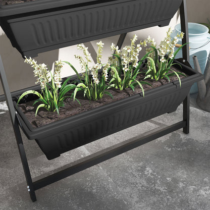 Outsunny Raised Garden Bed, 4 Tier Vertical Garden Planter Set, 4 Outdoor Planter Boxes with Stand, Self Draining Design Elevated Garden for Vegetable, Flowers & Herbs, Black image 9