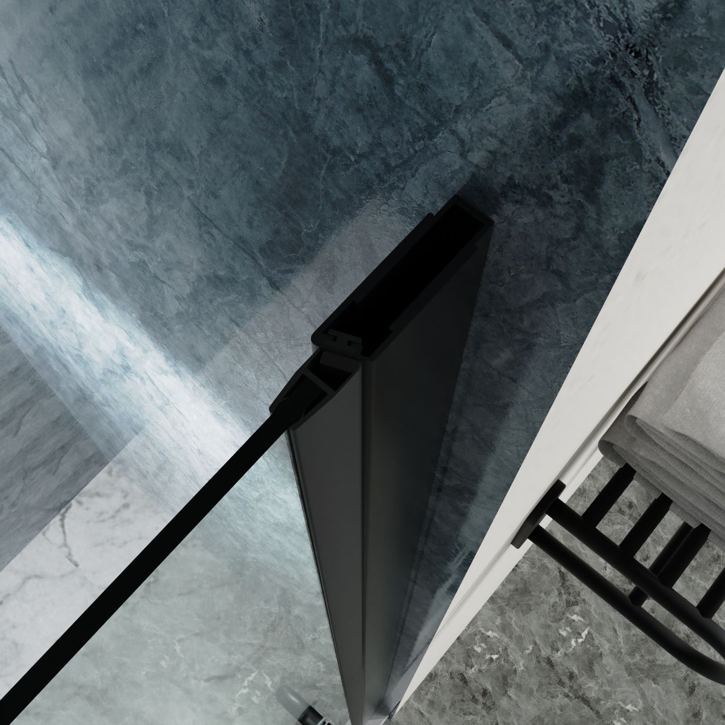 34 to 35-3/8 in. W x 72 in. H Bi-Fold Semi-Frameless Shower Doors in Matte Black with Clear Glass image 7