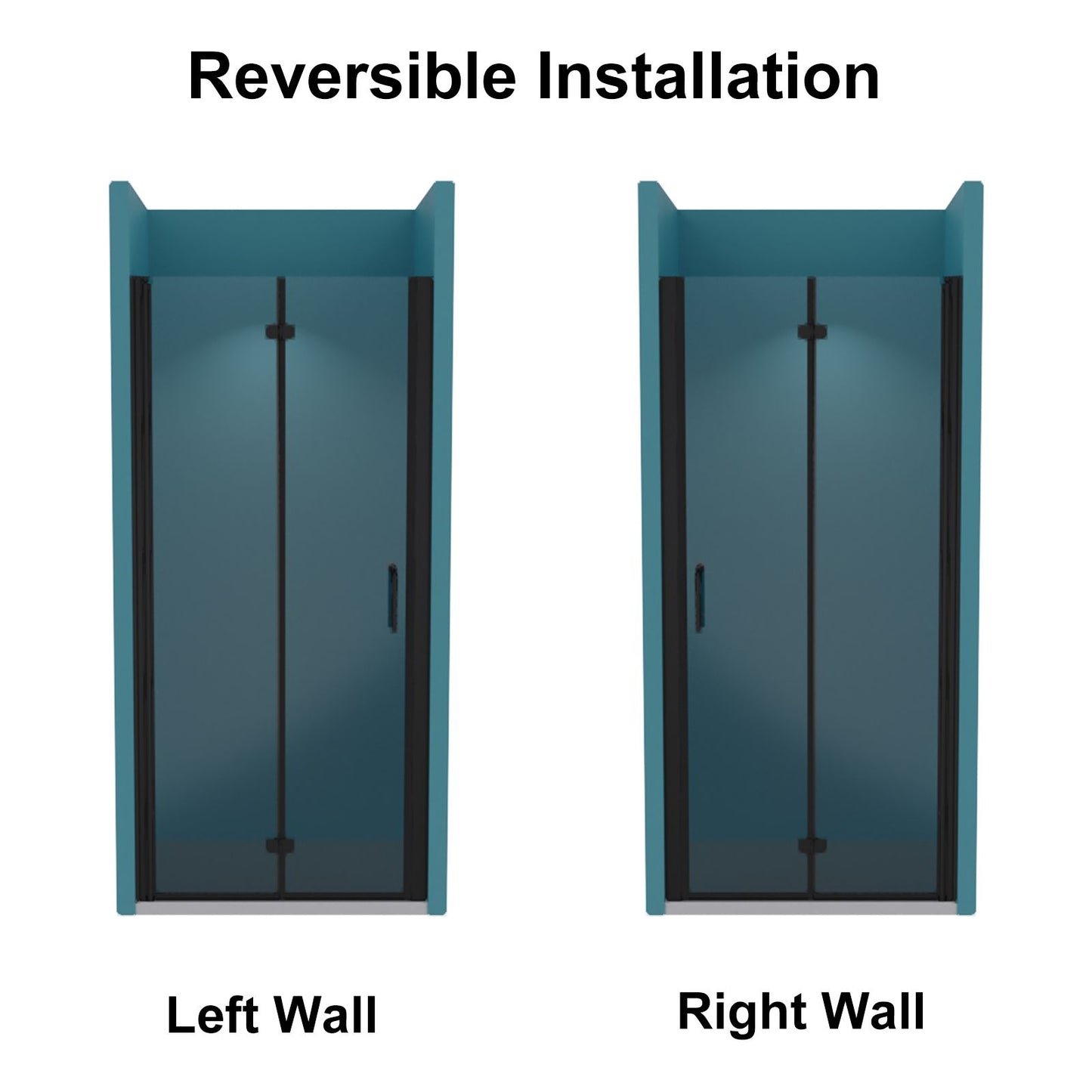 34 to 35-3/8 in. W x 72 in. H Bi-Fold Semi-Frameless Shower Doors in Matte Black with Clear Glass image 6