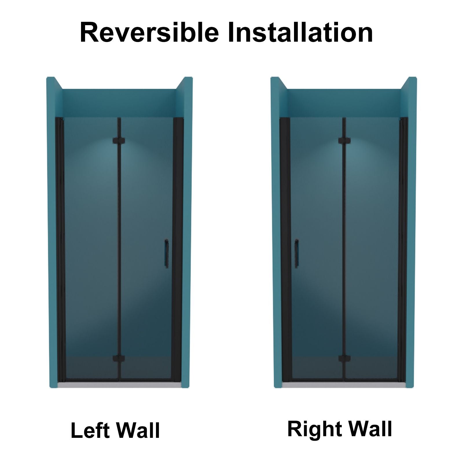 34 to 35-3/8 in. W x 72 in. H Bi-Fold Semi-Frameless Shower Doors in Matte Black with Clear Glass image 6