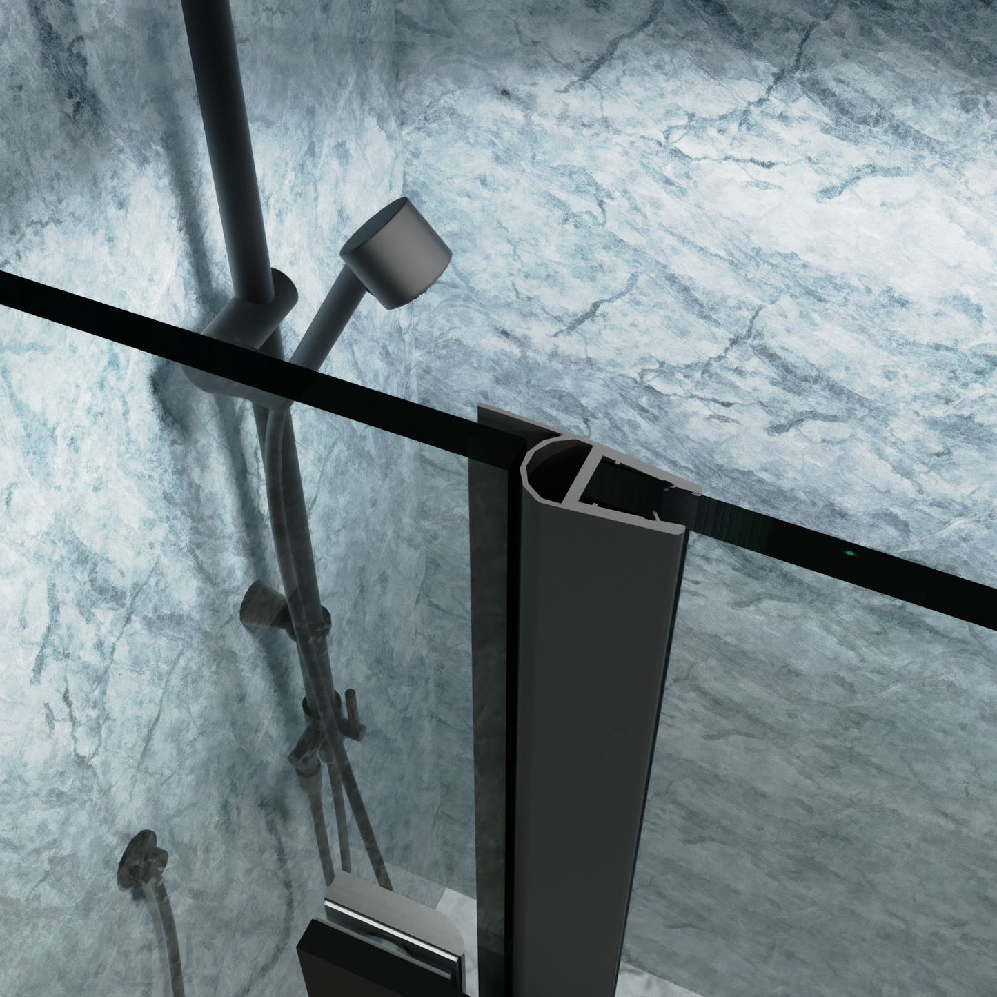 34 to 35-3/8 in. W x 72 in. H Bi-Fold Semi-Frameless Shower Doors in Matte Black with Clear Glass image 2