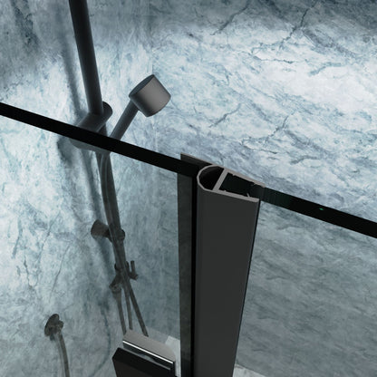34 to 35-3/8 in. W x 72 in. H Bi-Fold Semi-Frameless Shower Doors in Matte Black with Clear Glass image 2