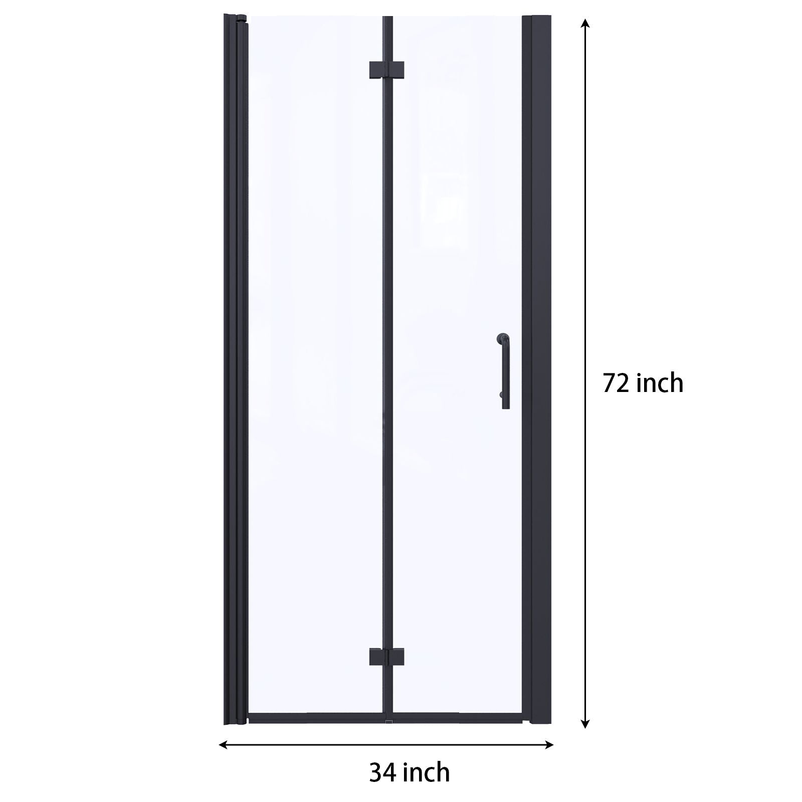 34 to 35-3/8 in. W x 72 in. H Bi-Fold Semi-Frameless Shower Doors in Matte Black with Clear Glass image 5