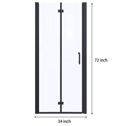 34 to 35-3/8 in. W x 72 in. H Bi-Fold Semi-Frameless Shower Doors in Matte Black with Clear Glass image 5