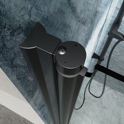 34 to 35-3/8 in. W x 72 in. H Bi-Fold Semi-Frameless Shower Doors in Matte Black with Clear Glass image 4