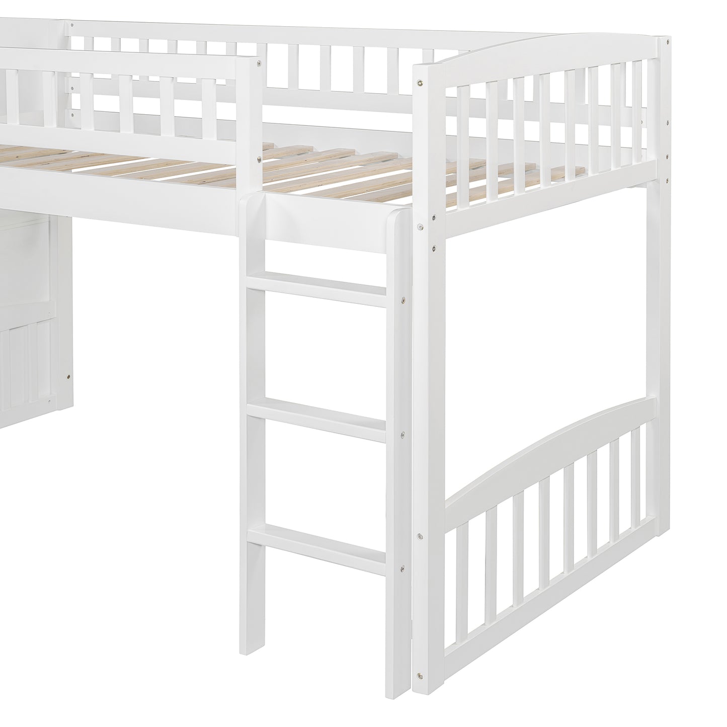 Stairway Twin Size Loft Bed with Two Drawers and Slide, White(OLD SKU:LT000515AAK-1) image 11