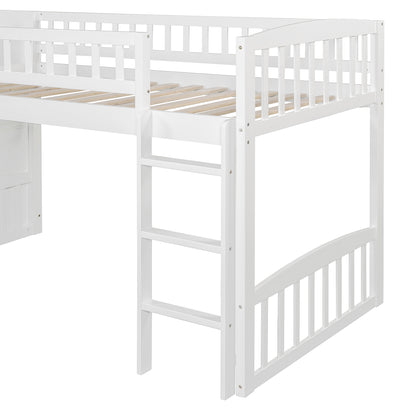 Stairway Twin Size Loft Bed with Two Drawers and Slide, White(OLD SKU:LT000515AAK-1) image 11