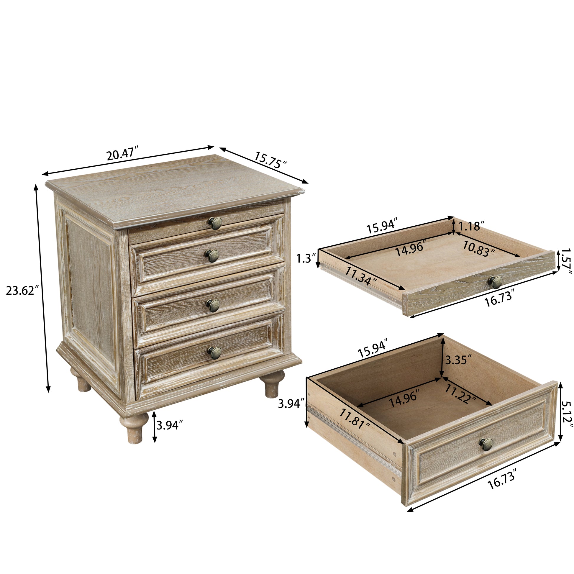 Farmhouse Nightstands with 4 Drawer,Wood Storage End Table with Hidden Pull-Out Shelf, Large Side Table with 4 Solid Wood Feet and Metal Handle,Easy Assembly,Natural image 4