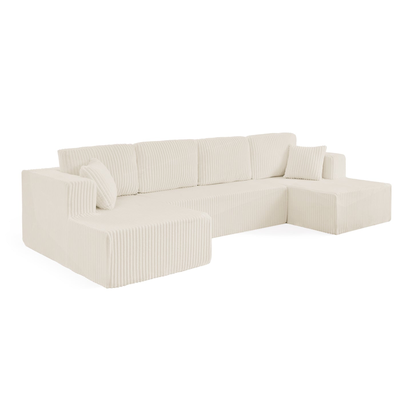 U shape Modular Sectional Sofa, Compressed Sectional Sofa Modern Minimalist Style Corduroy Couch, Sleeper Sofa for Living Room, Bedroom, Comfy Compressed Sofa Couch Space-Efficient Design-beige image 9