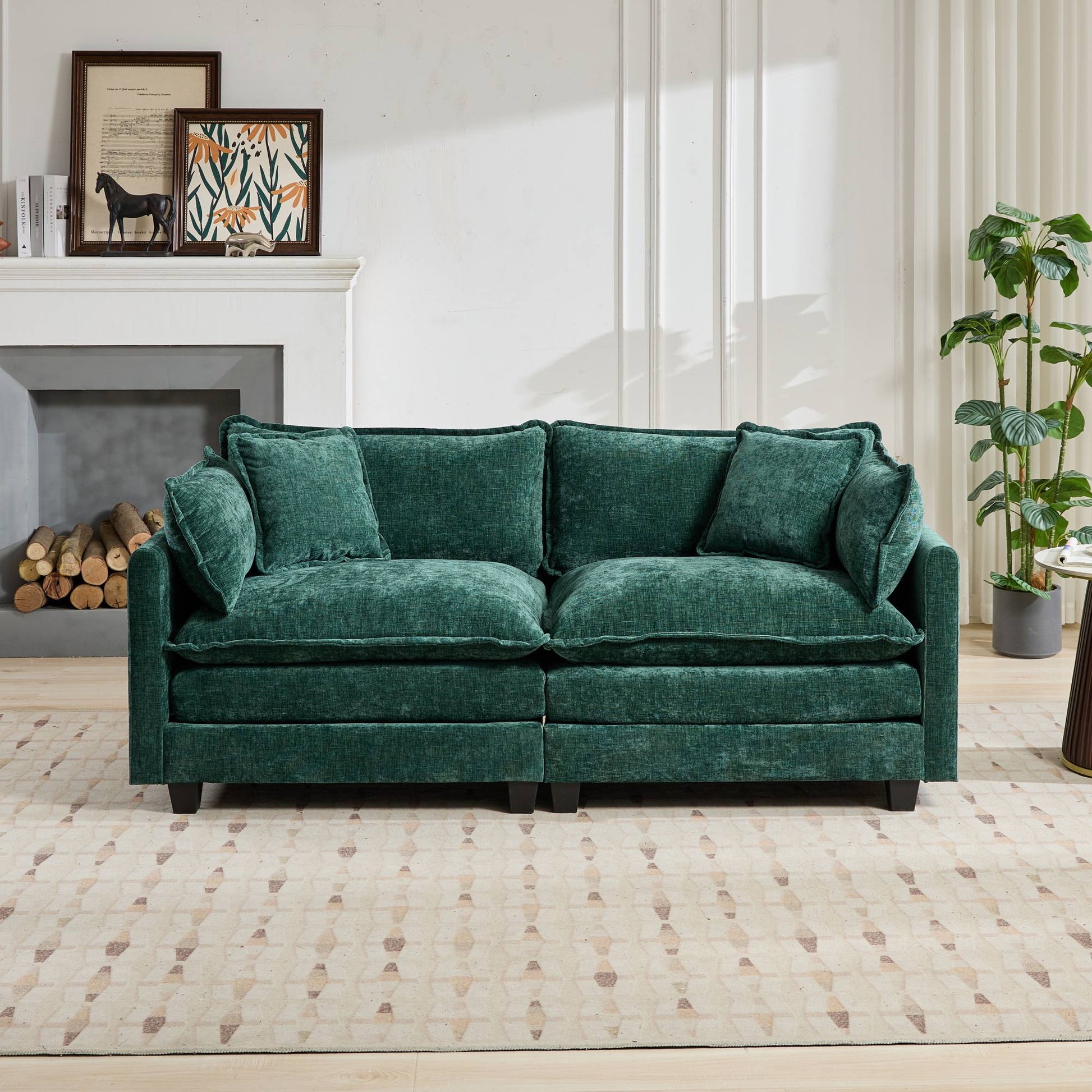Cloud Sofa LoveSeat (Ottoman is not included), Modern Sectional Couch, for Living Room Bedroom and Apartment, Comfy Double Layer Upholstered Seat Cushion, Breathable Chenille Fabric, Green,SW5012GN image 3