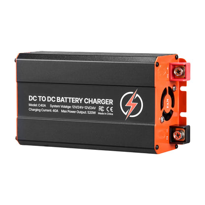 DC to DC Battery Charger, 520W, 40A Alternator Charger, Fast DC-DC Charging for Portable Power Stations, Compatible with LiFePO4 Lead-Acid AGM GEL Batteries, 12V/24V-12V/24V, for RV Home Backup image 3