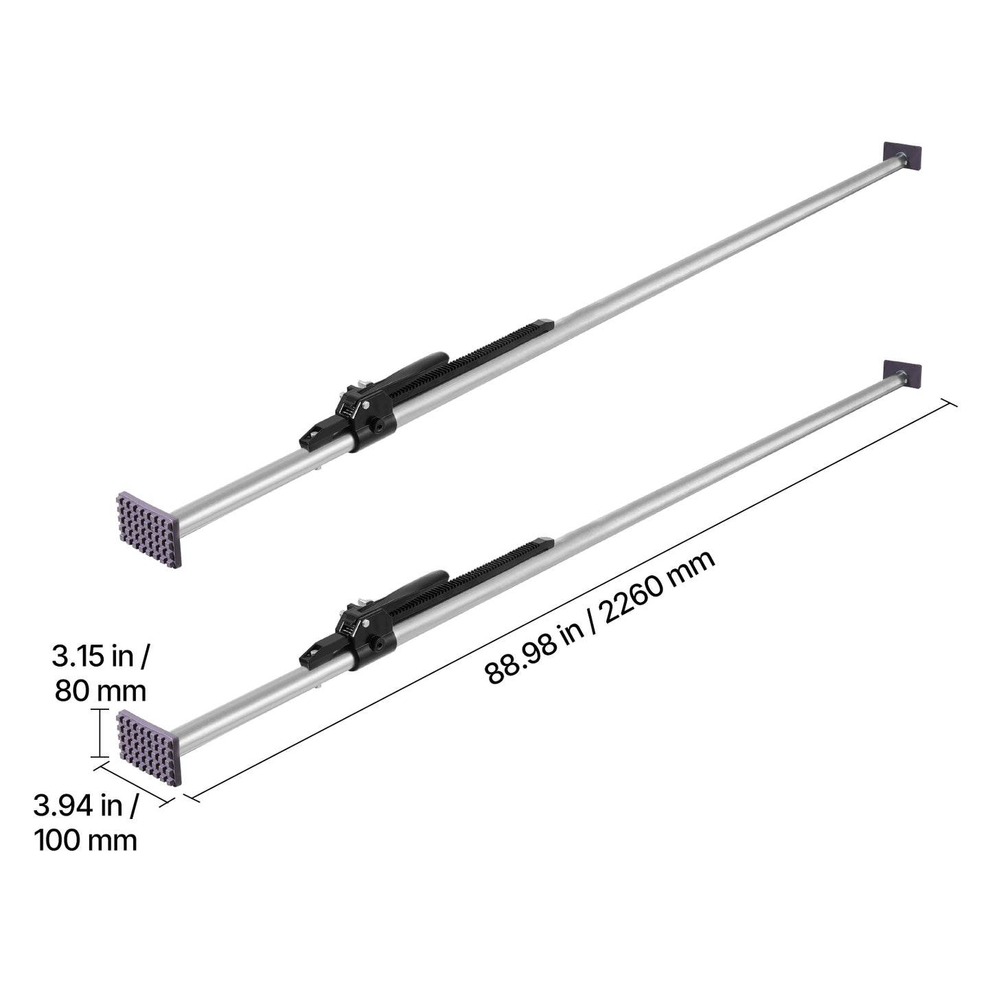 Cargo Bar, Cargo Bar Adjustable from 89" to 104", Heavy-duty Steel Cargos Stabilizer with Non-Slip Foot Pads, Truck Bed Load Lock Bars for Box Trucks, Semi-Trailers, Trailers (2PCS) image 11