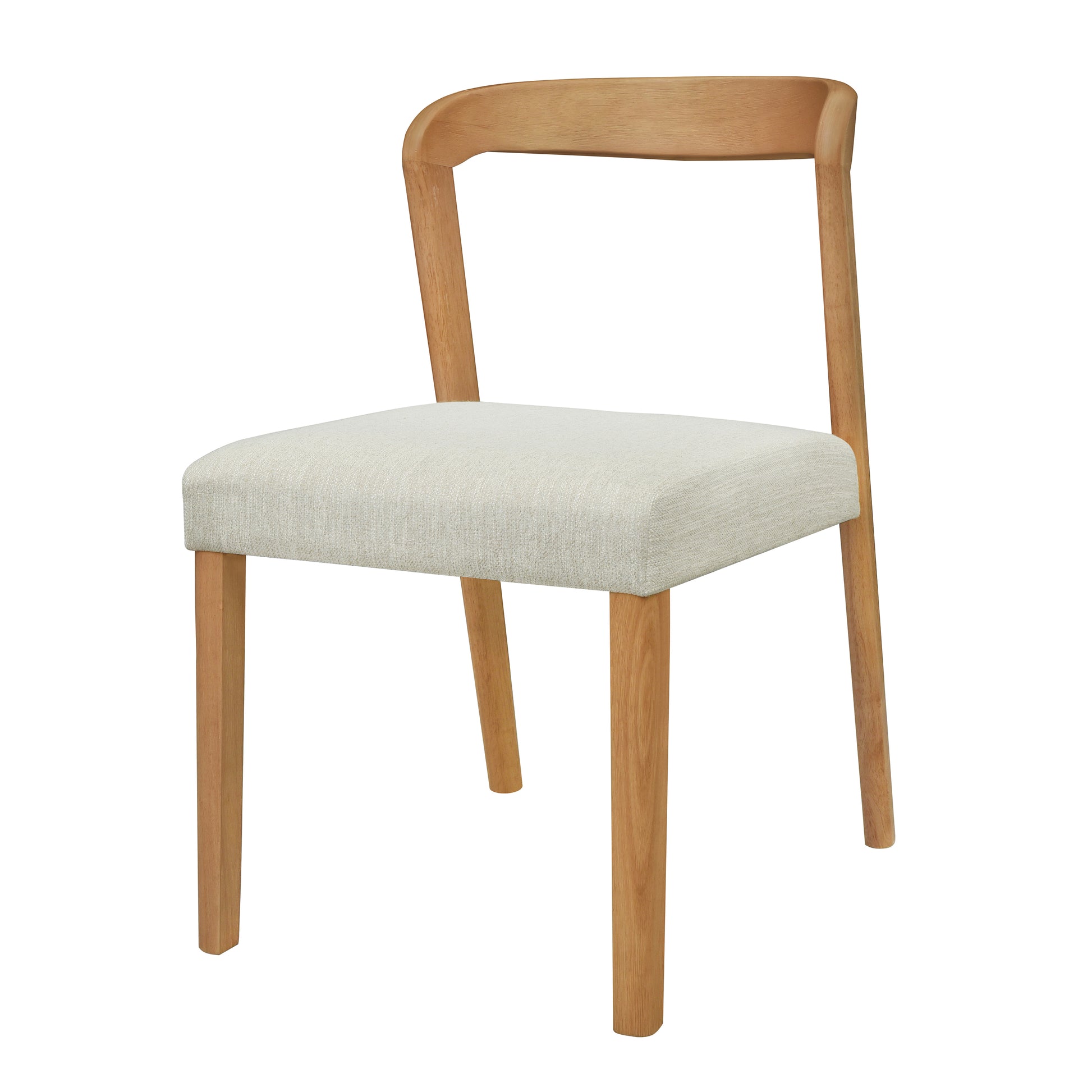 Solid Rubber Wood Dining Chairs(Natural Oak+Beige)Set of 2 image 5
