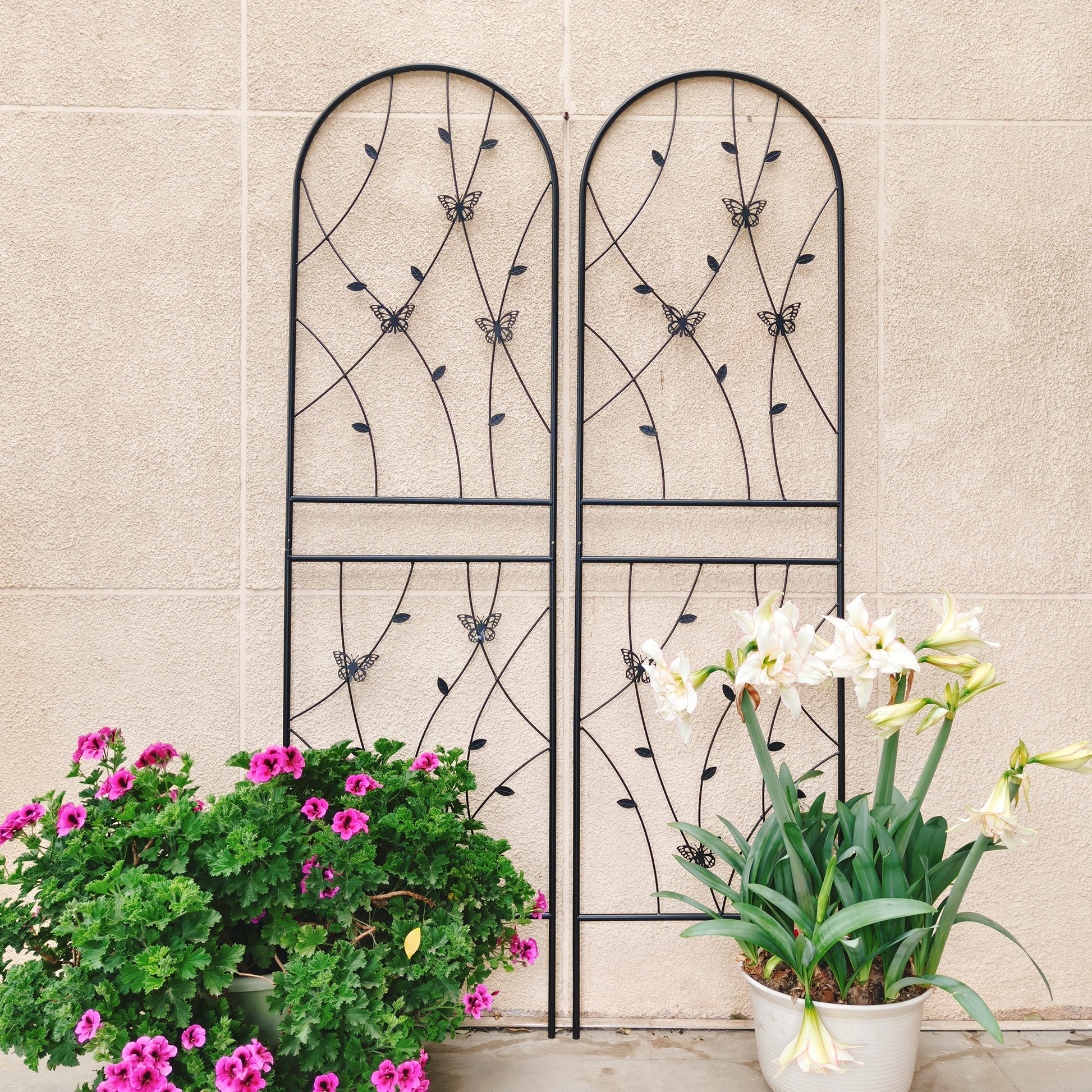 4 Pack Metal Garden Trellis 71" x 19.7" Rustproof Trellis for Climbing Plants Outdoor Flower Support Butterfly Deco Black image 3