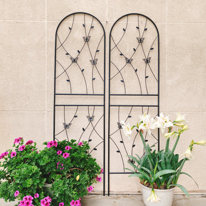 4 Pack Metal Garden Trellis 71" x 19.7" Rustproof Trellis for Climbing Plants Outdoor Flower Support Butterfly Deco Black image 3