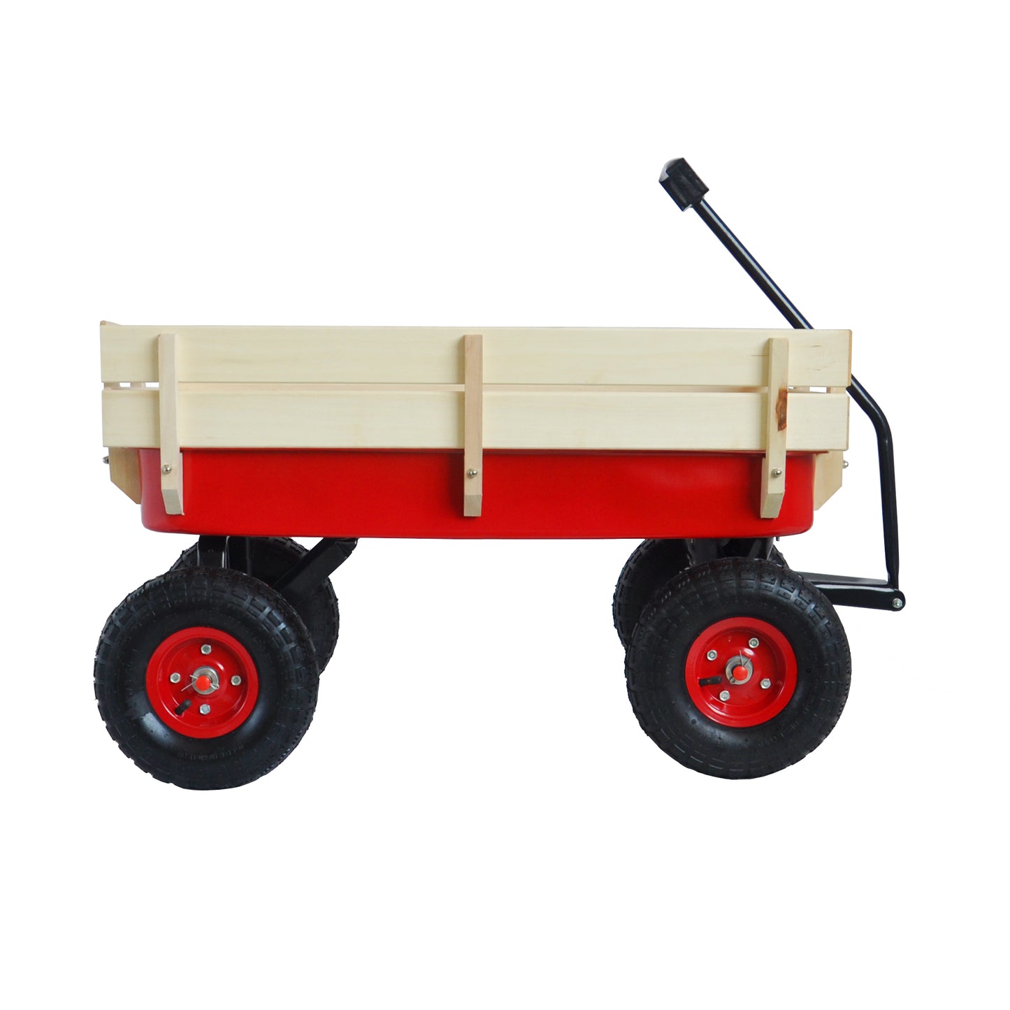 outdoor sport wagon tools cart wooden side panels air tires Wagon (red) image 11