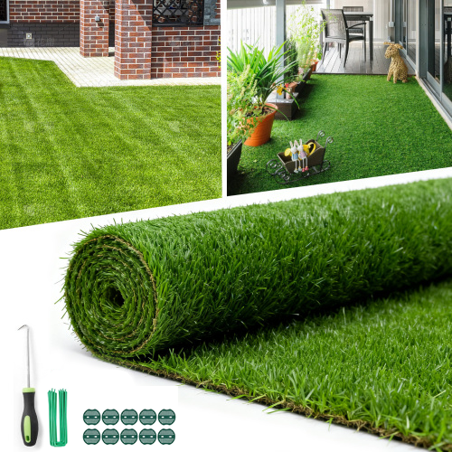 Realistic Deluxe Artificial Grass Synthetic Thick Lawn Turf Carpet (7 FT x15 FT (105 Square FT)) image 1