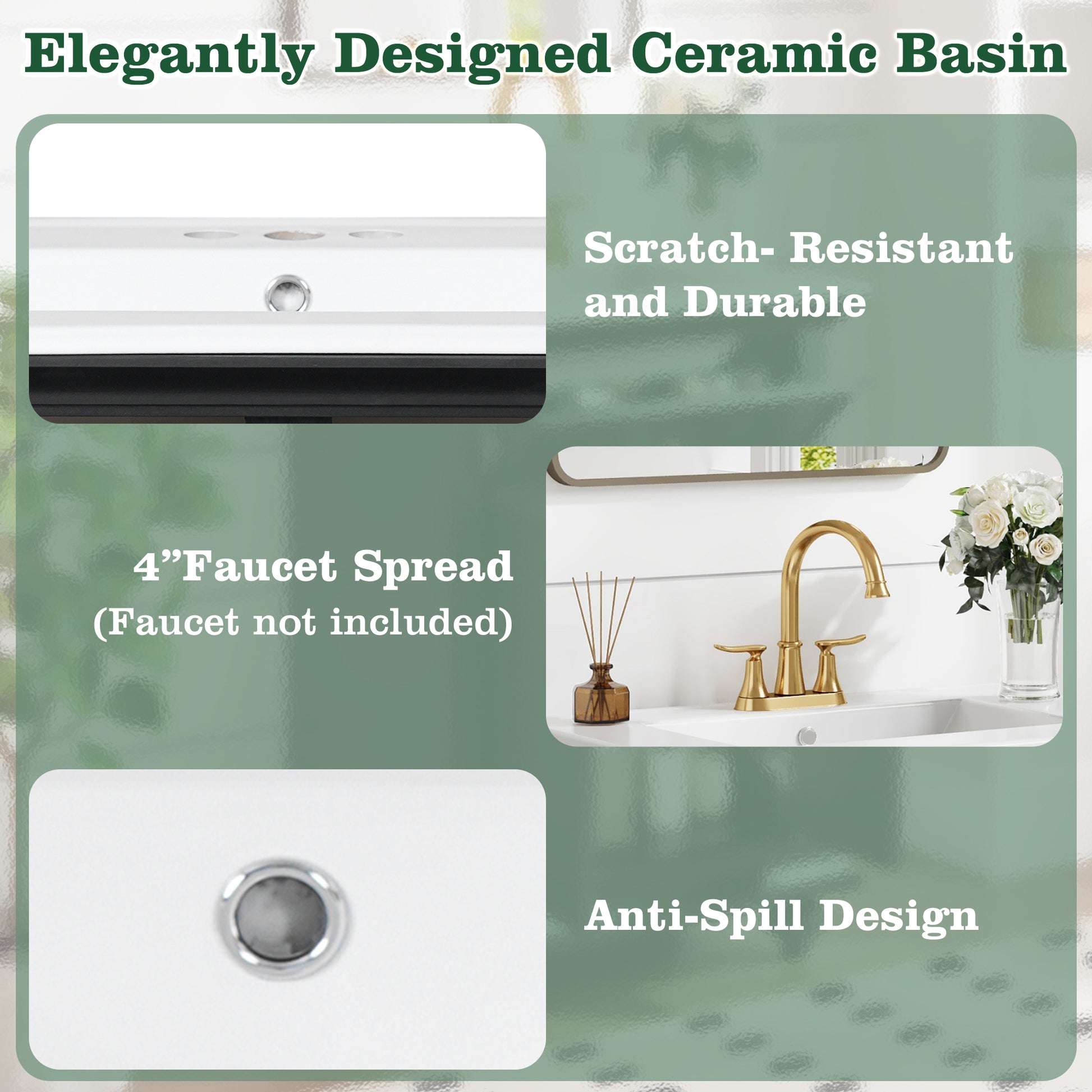 24" Modern Bathroom Vanity with A Tip-Out Drawer & Soft-Close Hinges, Bathroom Cabinet with Back Open Structure, Ball-Turned Legs with French Elegance image 5