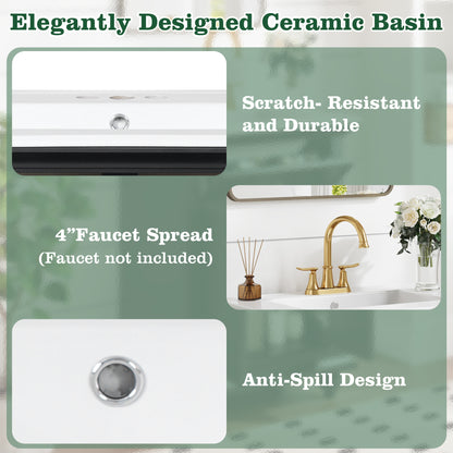 24" Modern Bathroom Vanity with A Tip-Out Drawer & Soft-Close Hinges, Bathroom Cabinet with Back Open Structure, Ball-Turned Legs with French Elegance image 5