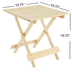 Portable Folding Square Table - Solid Wood Outdoor Patio Table