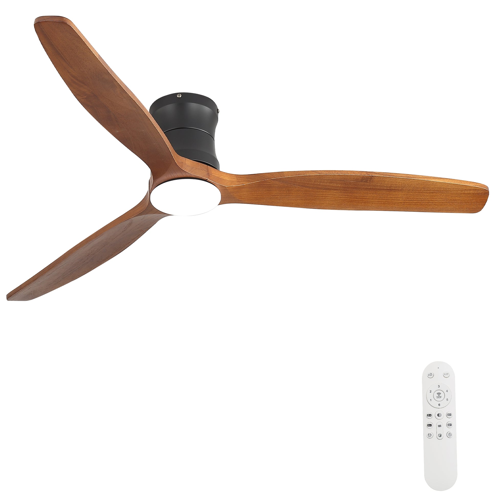 52-inch ceiling fan with light, DC reversible motor, Quiet operation, 3 solid wood blades, Timer function (1/4/8 hours) image 1