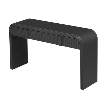 TREXM Modern Console Table with 2 Storage Drawers, Fluted Entryway Table with Rounded Silhouette for Hallway Living Room and Entryway (Black) image 9