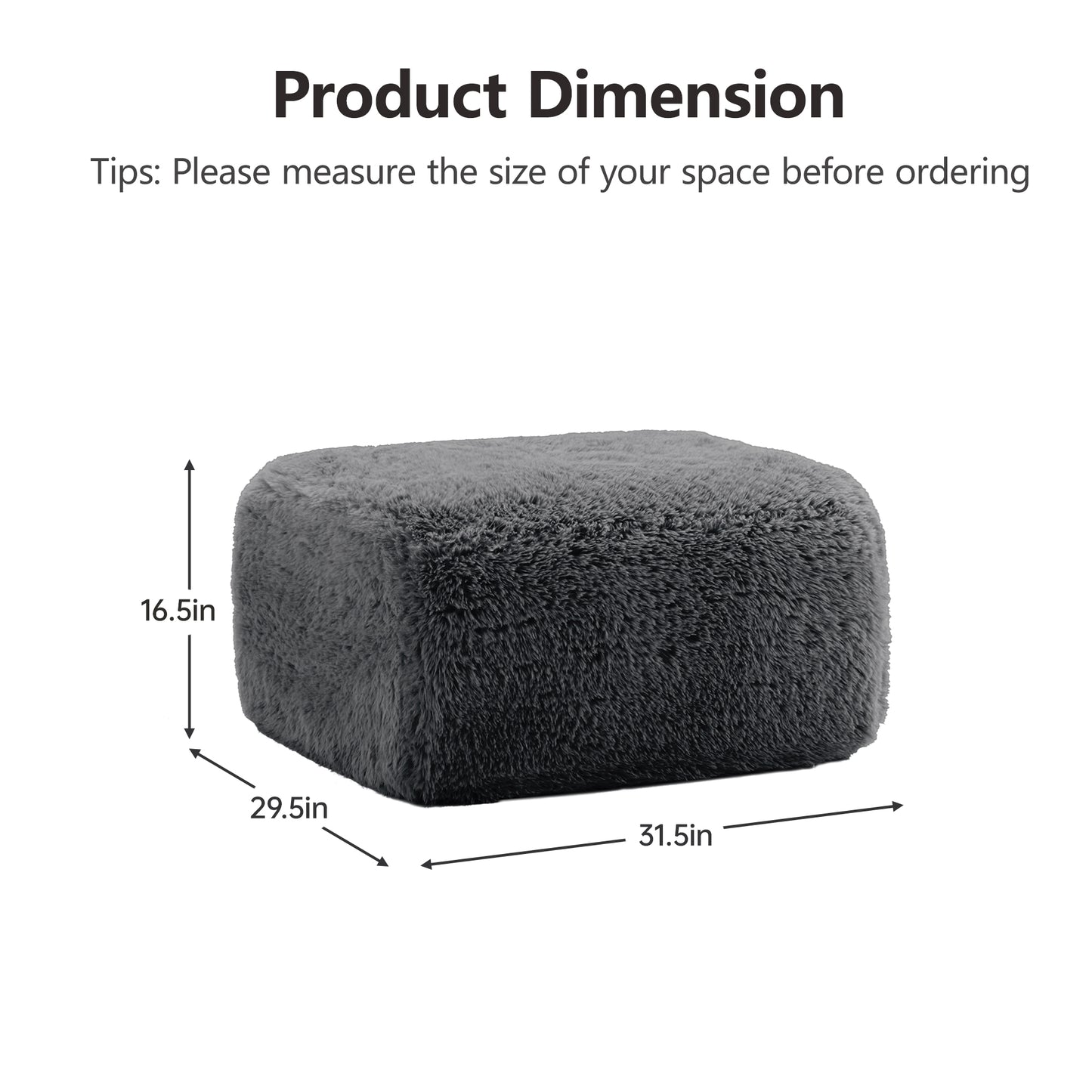 Aviana Ottoman Plush Fabric -Dark Grey image 3