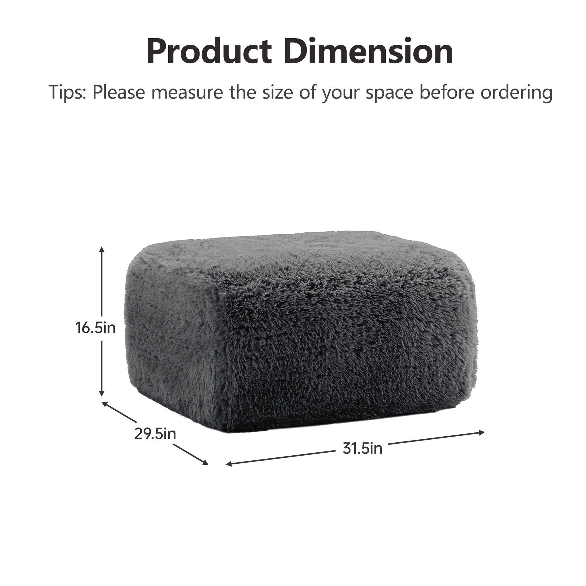 Aviana Ottoman Plush Fabric -Dark Grey image 3