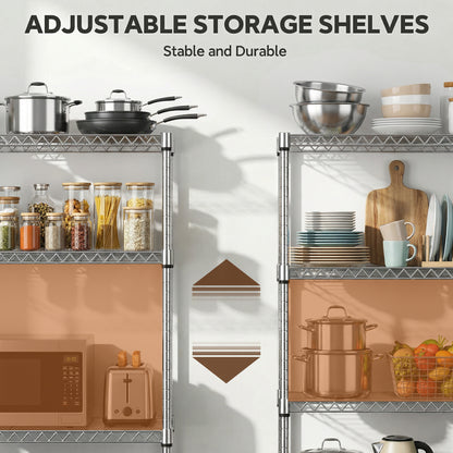 1400 Lbs 4-Shelf Storage Shelves,Wire Shelving Heavy Duty Metal Storage Shelving Unit Adjustable Garage Shelving Rack Pantry Kitchen (Chrome, 4 Tier,15.8" D x 45.3" W x 59.4" H) image 5