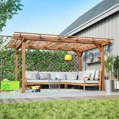 12' x 16' Outdoor Gazebo Wooden Grape pergola for Climbing Plant Support, Garden, Terrace, Backyard, Deck, Brown