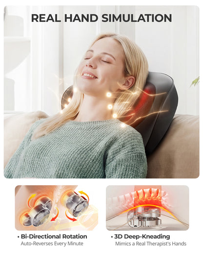 Neck Massager Pillow, Ultra-Quiet Corded Neck and Shoulder Massager with Heat, Portable 3D Kneading for Shoulder, Leg & Calf Muscle Pain Relief, Relaxing Gift for Men & Women image 7